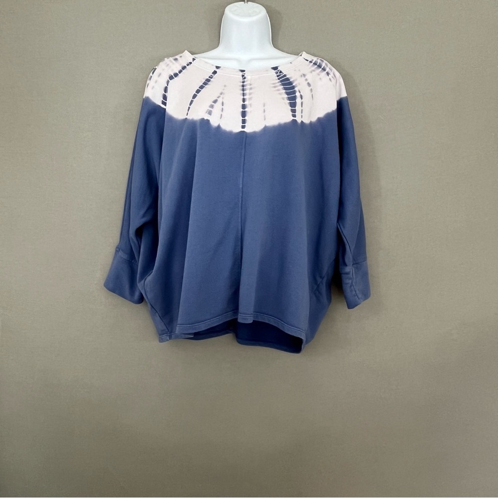 Pure Jill Blue Tie Dye Organic Cotton Dolman Sleeve Sweatshirt